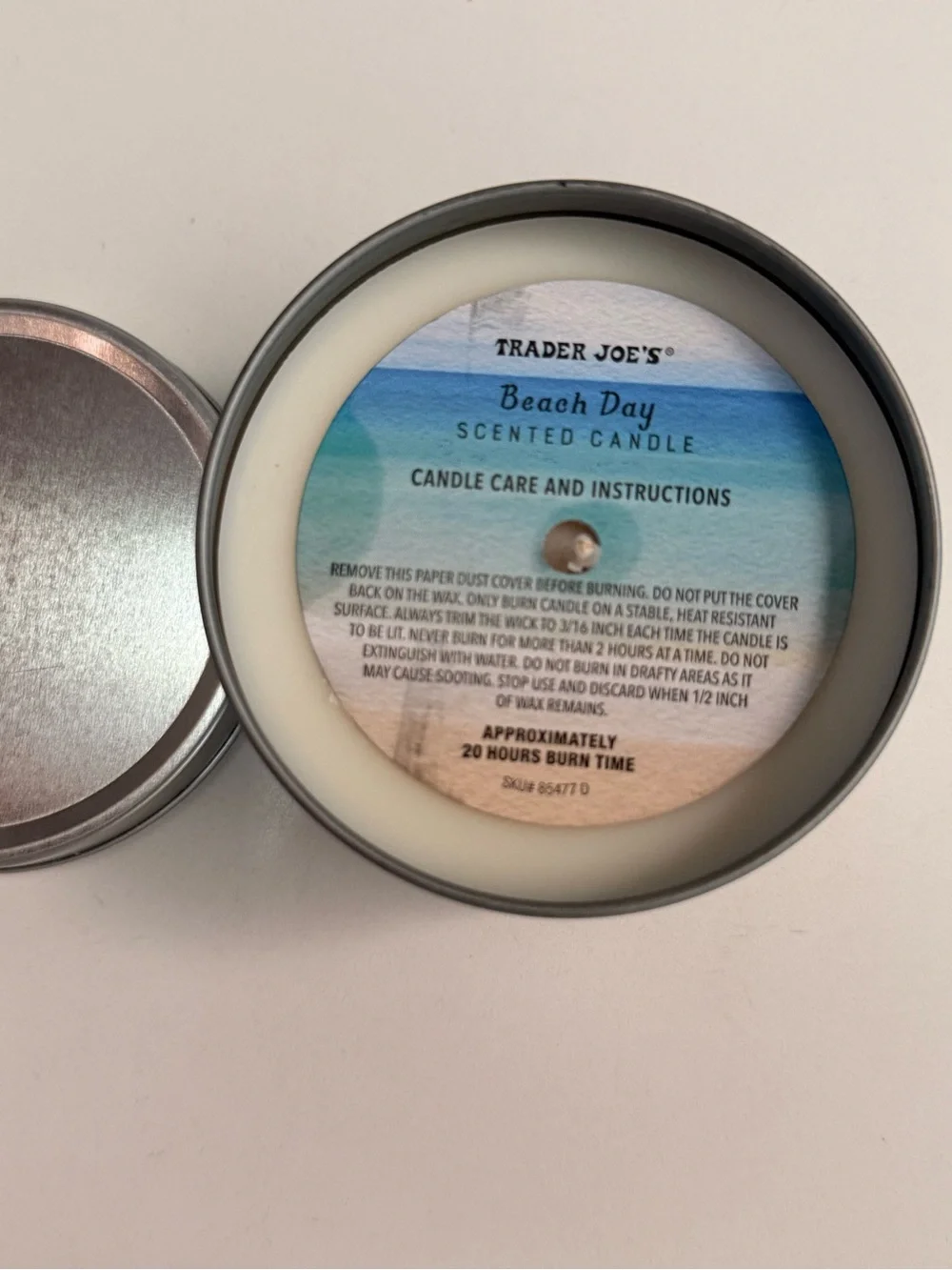 Trader Joe's Beach Day Scented Tin Candle - Limited Edition!